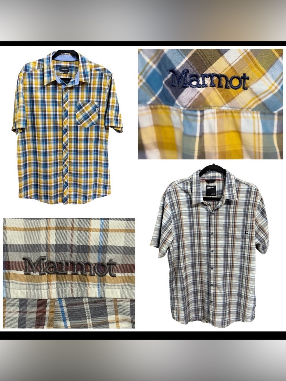 Marmot Mens Short Sleeve Plaid Button Down Lightweight Outdoor Shirts Bundle XL